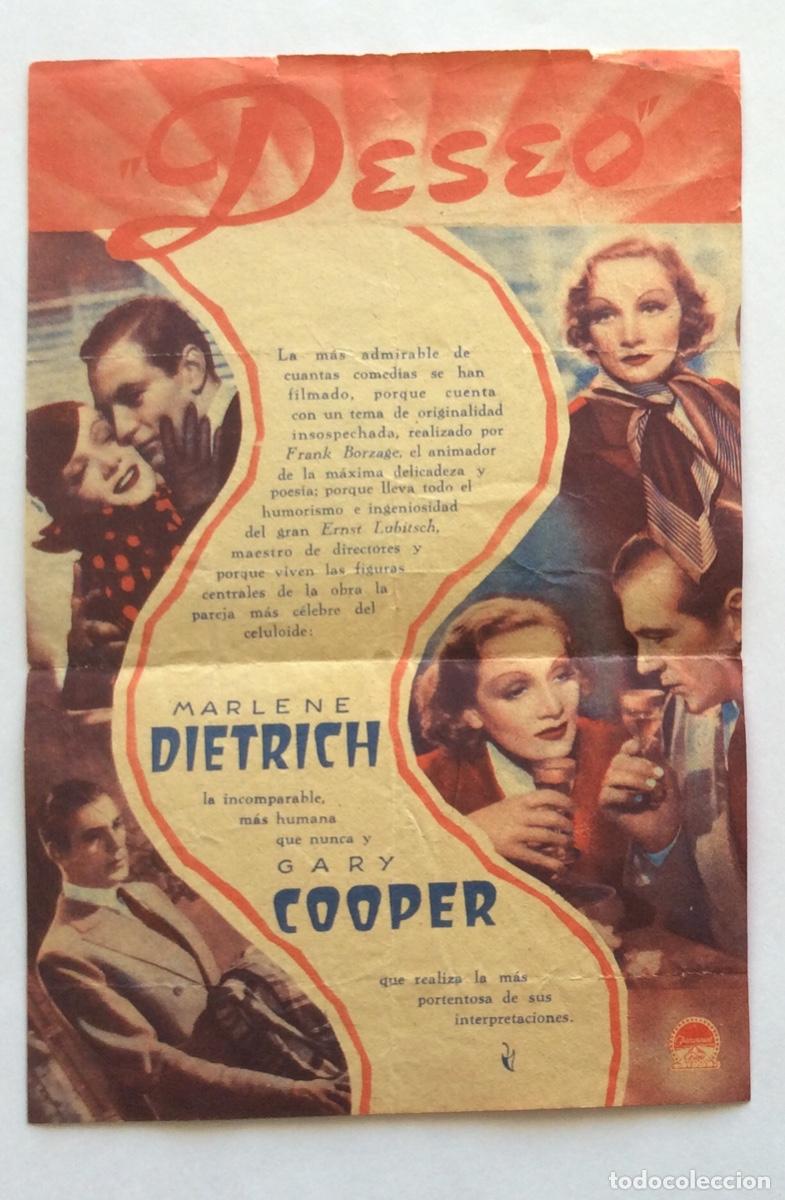 Cine: PROGRAMA DOBLE ROJO CON CINE IMPRESO DESEO MARLENE DIETRICH GARY COOPER - Foto 2