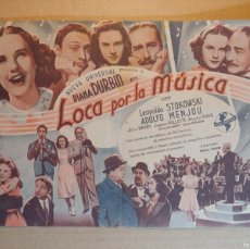  Foglietti di film di film antichi di cinema: FOLLETO DE MANO DOBLE DE LA PELICULA LOCA POR LA MUSICA