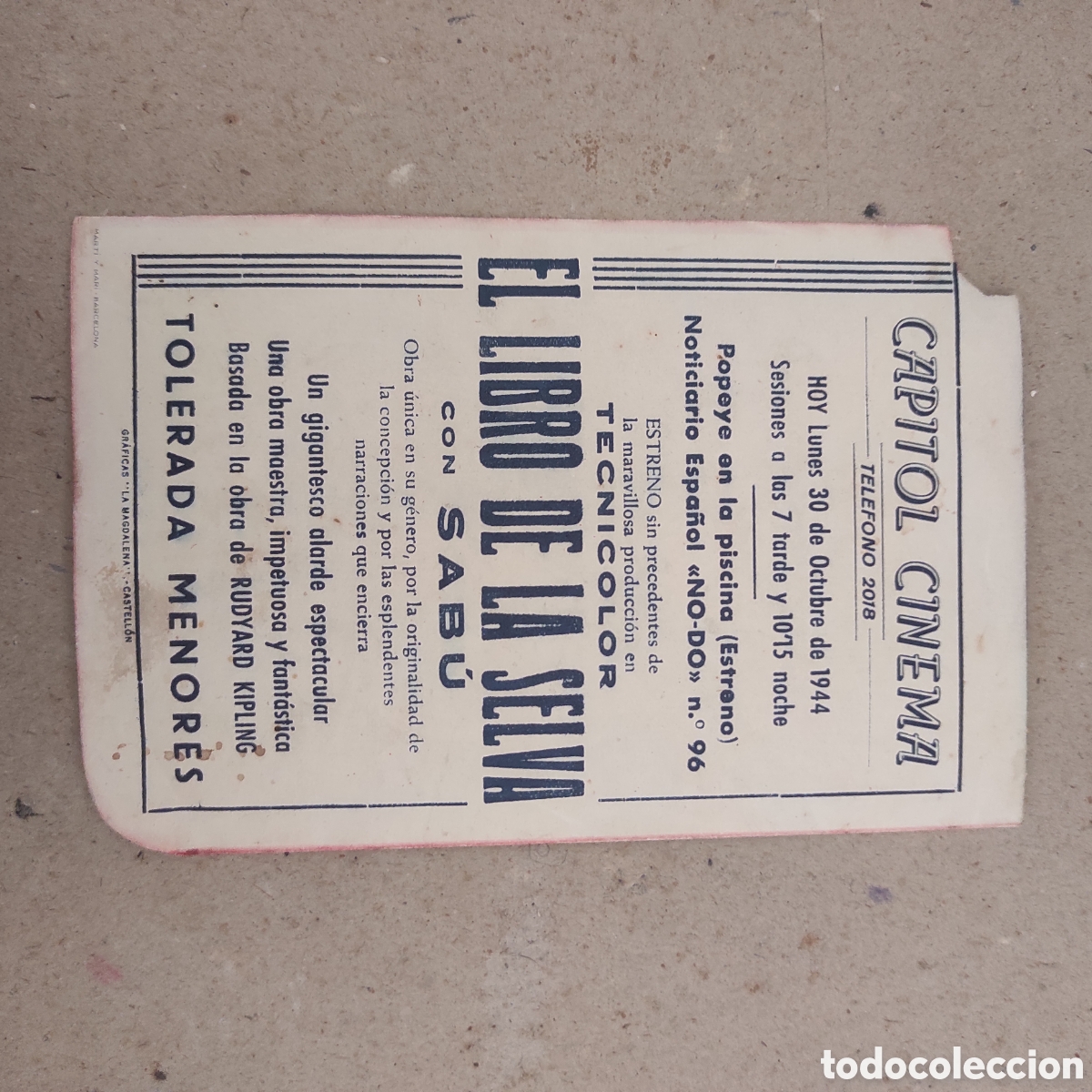 Cine: EL LIBRO DE LA SELVA, CAPITULO CINEMA, 1944, PROGRAMA FOLLETO DE MANO CINE - Foto 3