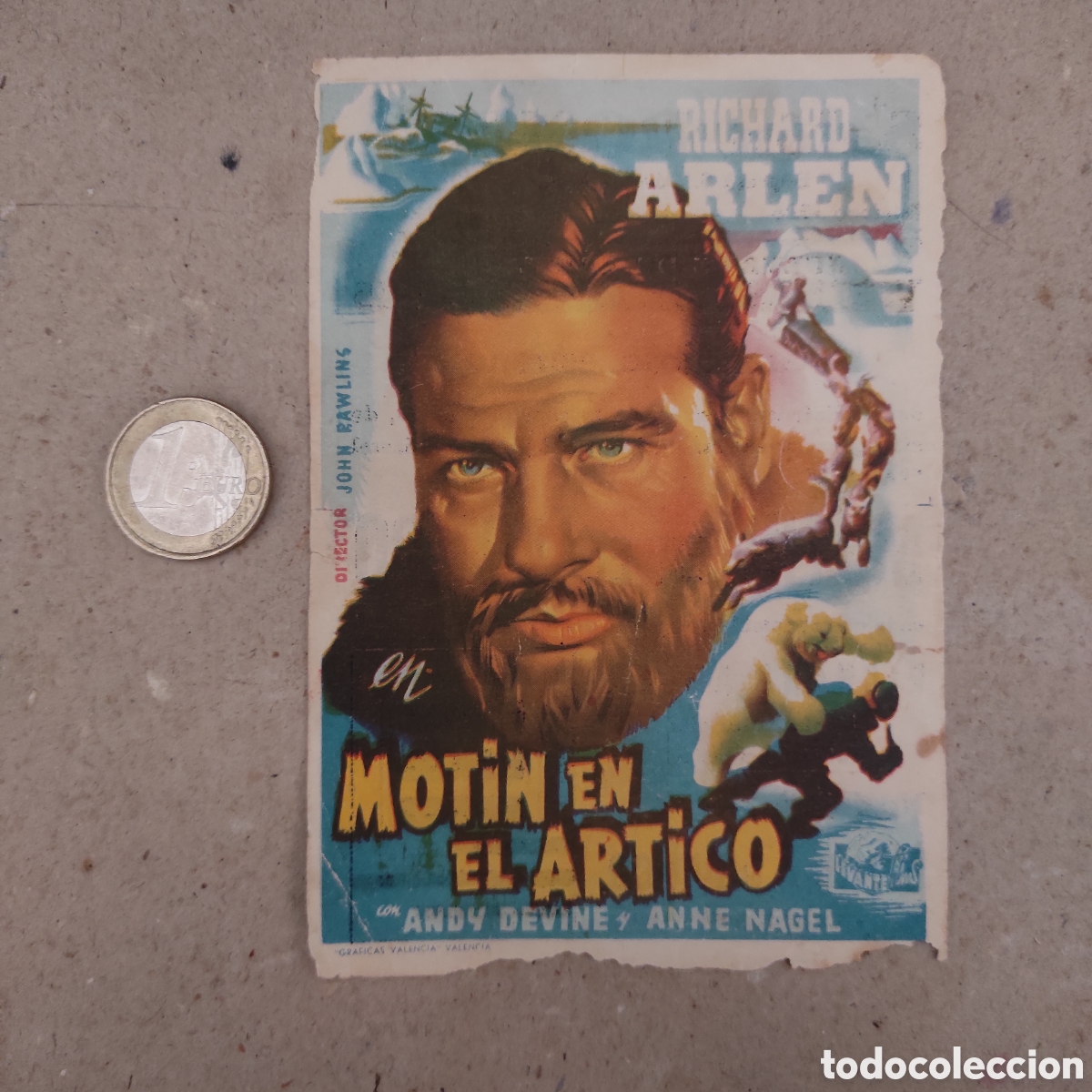 Kino: MOTIN EN EL ARTICO, RICHARD ARLEN, PROGRAMA FOLLETO DE MANO CINE, 1945, ROMEA