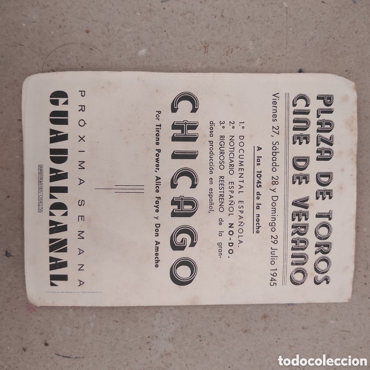 Cine: CHICAGO, PROGRAMA FOLLETO DE MANO CINE, 1945, PZA DE TOROS - Foto 3