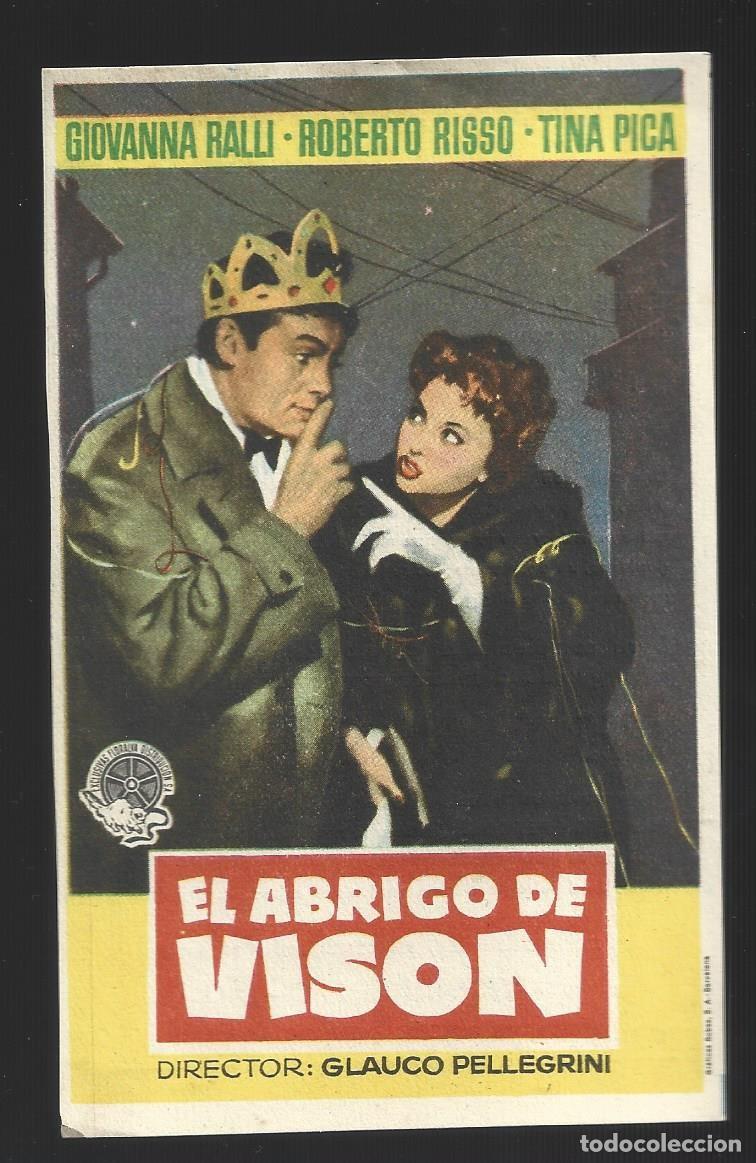 Cine: 1 folleto programa cine a&ntilde;o 1958 el abrigo de vison - Foto 1