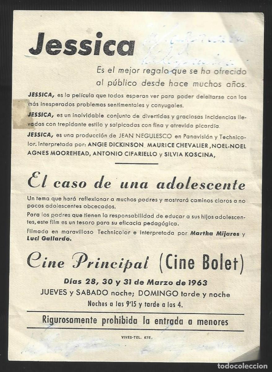 Cine: 1 folleto programa cine a&ntilde;o 1963 jessica - Foto 2