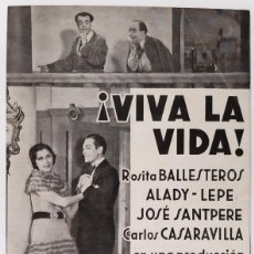  Foglietti di film di film antichi di cinema: CINE, TEATRE BOSC - ¡VIVA LA VIDA! - PROGRAMA DE MANO, AÑO 1934, EXCLUSIVAS HUET... L6978