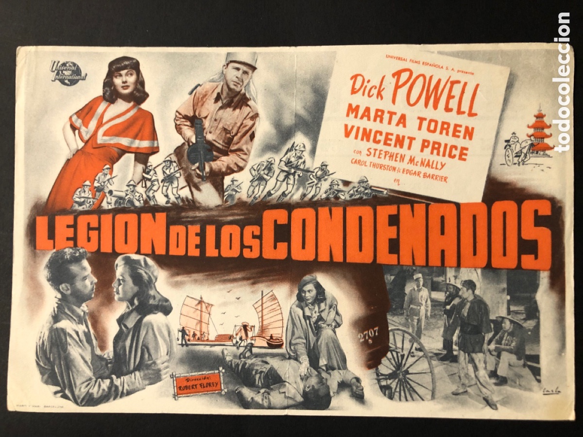 Cine: Programa legion de los condenados dick powell con publicidad salon novedades A1