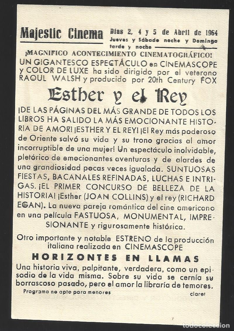 Cine: 1 folleto programa cine a&ntilde;o 1964 ESTHER Y EL REY - Foto 2