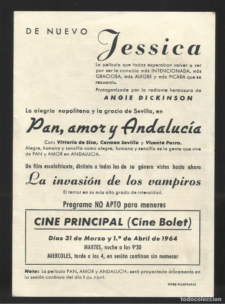 Cine: 1 folleto programa cine a&ntilde;o 1964 JESSICA - Foto 2