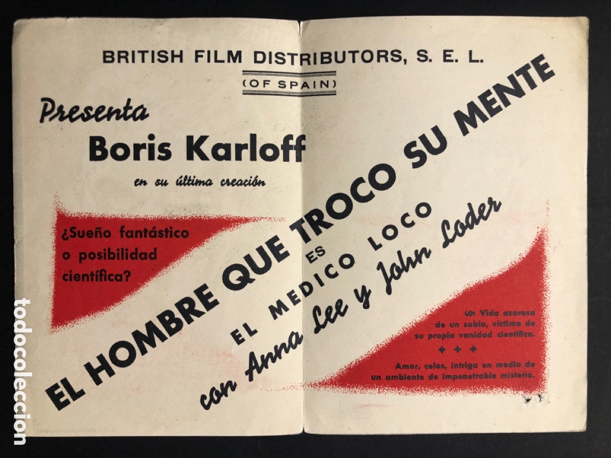 Cine: Programa el hombre que troco su mente boris Karloff A4 - Foto 2