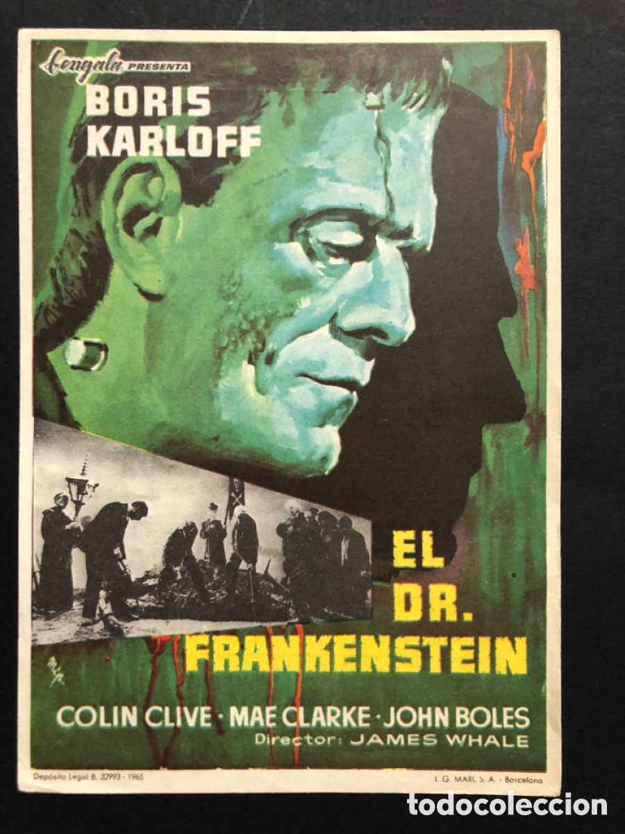 Cinema: Programa el Dr frankenstein boris karloff con publicidad teatro Regio Yecla A4