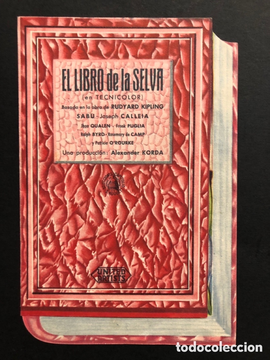 Cine: Programa troquelado el libro de la selva Sabu con publicidad cine centro espa&ntilde;ol Palafrugell A4