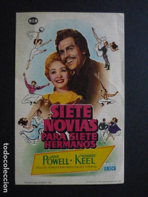 Cine: SIETE NOVIAS PARA SIETE HERMANOS PROGRAMA DE MANO SIN PUBLICIDAD