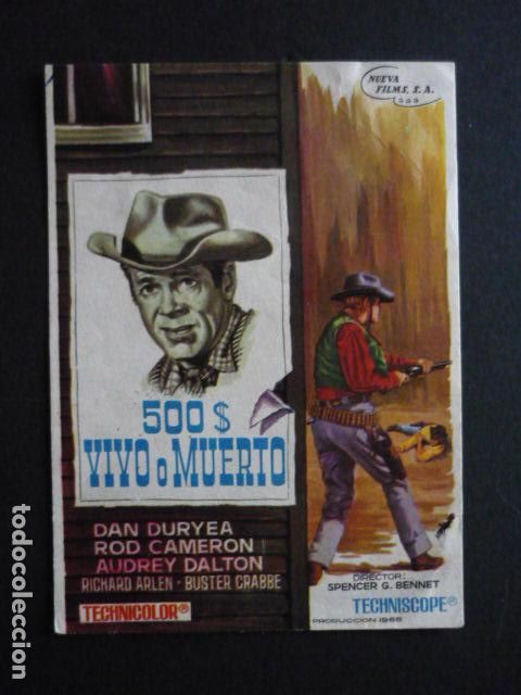 Cine: VIVO O MUERTO PROGRAMA DE MANO SIN PUBLICIDAD