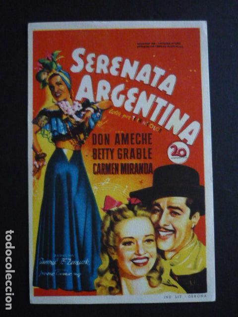 Cine: SERENATA ARGENTINA PROGRAMA DE MANO SIN PUBLICIDAD - Foto 1