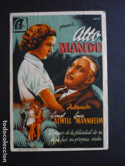  Flyers Publicitaires de films Anciens: ALTO MANDO PROGRAMA DE MANO SIN PUBLICIDAD