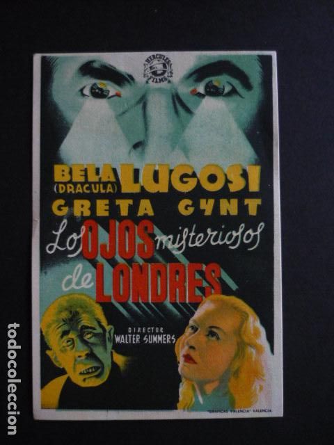  Flyers Publicitaires de films Anciens: LOS OJOS MISTERIOSOS DE LONDRES PROGRAMA DE MANO SIN PUBLICIDAD