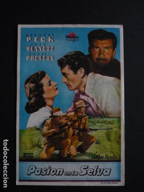 Cine: PASION EN LA SELVA PROGRAMA DE MANO SIN PUBLICIDAD