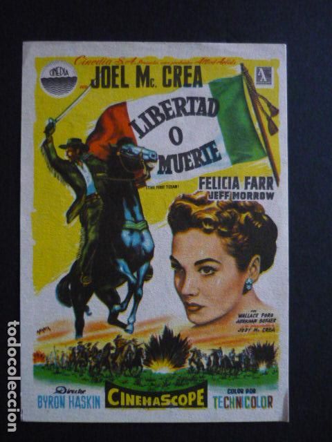  Flyers Publicitaires de films Anciens: LIBERTAD O MUERTE PROGRAMA DE MANO SIN PUBLICIDAD