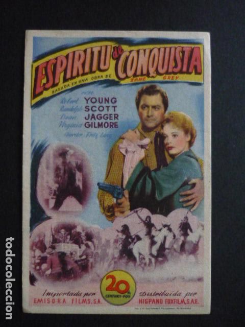 Flyers Publicitaires de films Anciens: ESPIRITU DE CONQUISTA PROGRAMA DE MANO SIN PUBLICIDAD