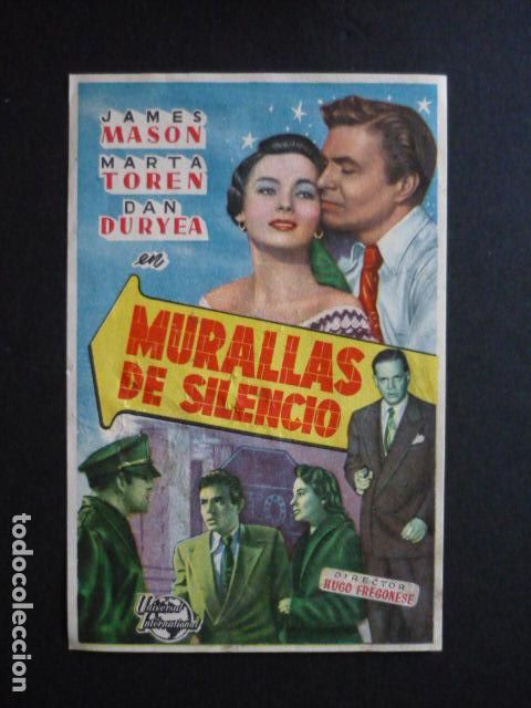 Cine: MURALLAS DE SILENCIO PROGRAMA DE MANO SIN PUBLICIDAD - Foto 1