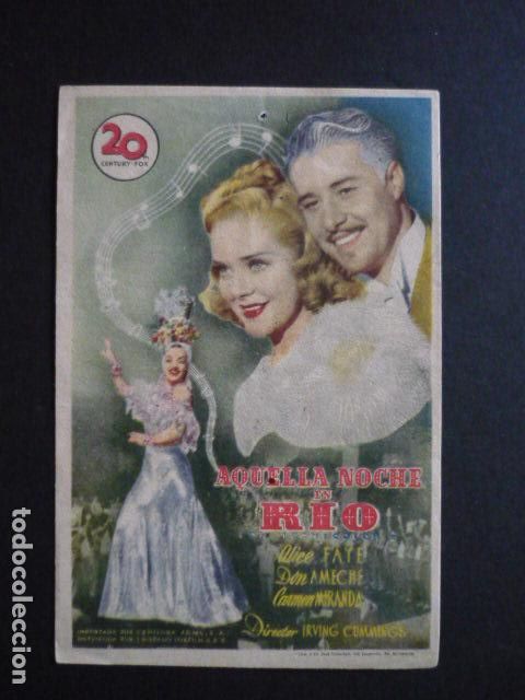 Cine: AQUELLA NOCHE EN RIO PROGRAMA DE MANO SIN PUBLICIDAD - Foto 1