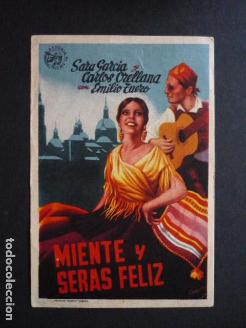 Cine: MIENTE Y SERAS FELIZ PROGRAMA DE MANO SIN PUBLICIDAD - Foto 1