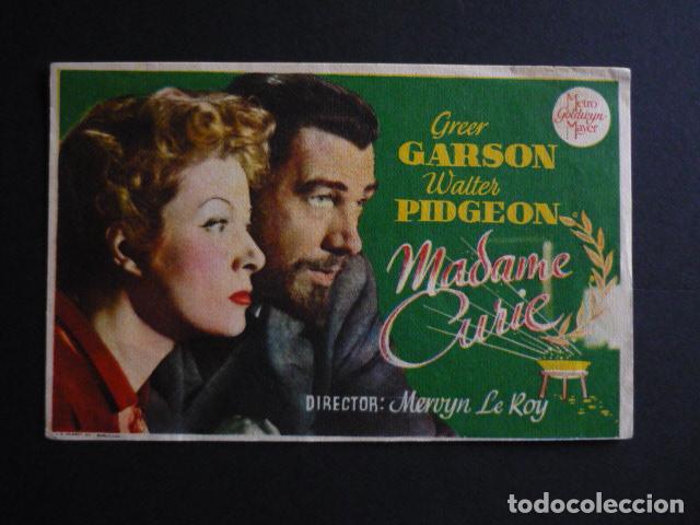 Cine: MADAME CURIE PROGRAMA DE MANO SIN PUBLICIDAD