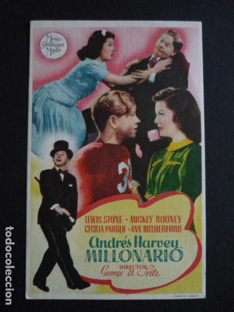  Flyers Publicitaires de films Anciens: ANDRES HARVEY MILLONARIO PROGRAMA DE MANO SIN PUBLICIDAD