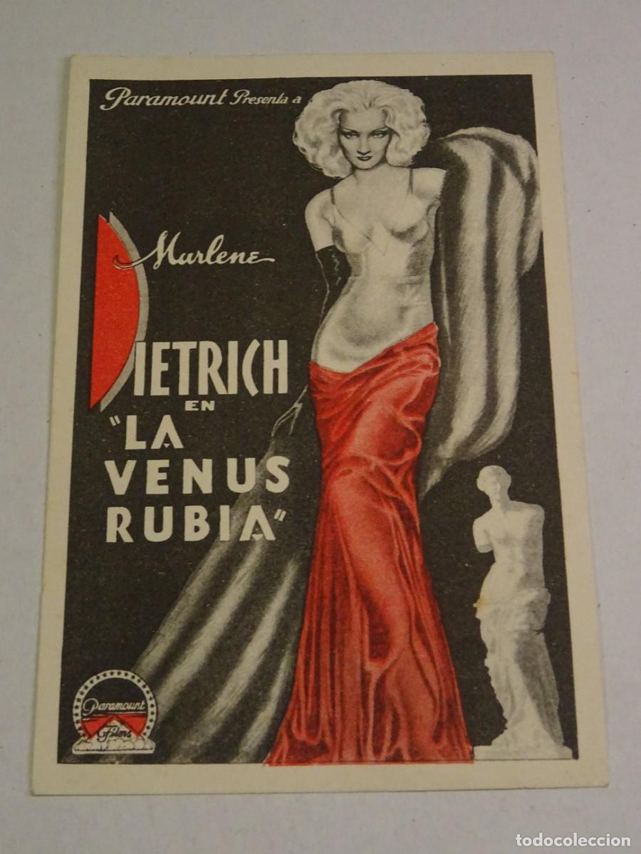 Cine: PROGRAMA DE CINE - LA VENUS RUBIA - MARLENE DIETRICH - PARAMOUNT - BOSQUE Y PRINCIPAL - Foto 1