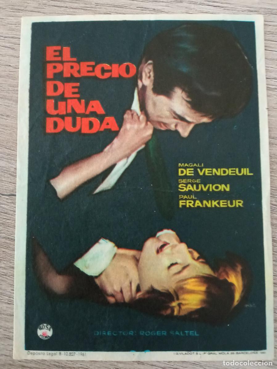  Flyers Publicitaires de films Anciens: EL PRECIO DE UNA DUDA, CINE CENTRO PARROQUIAL, LA SELLERA, GERONA, 1962