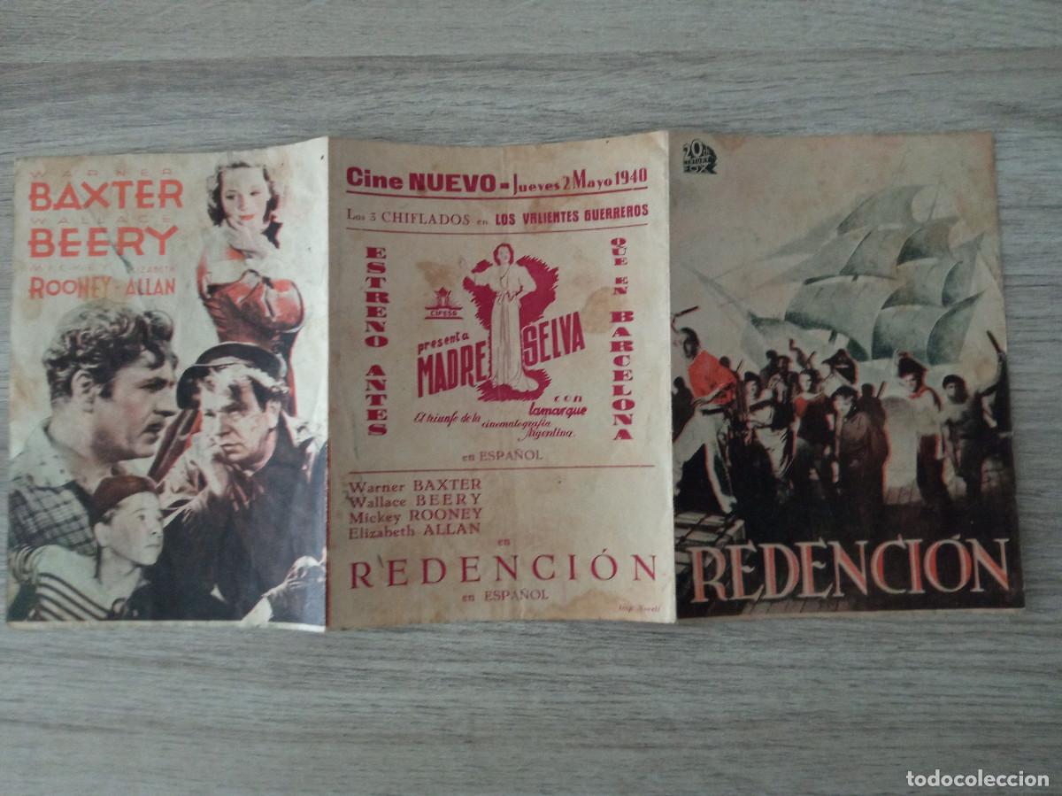  Flyers Publicitaires de films Anciens: REDENCI&Oacute;N, WARNER BAXTER, CINE NUEVO, 1940