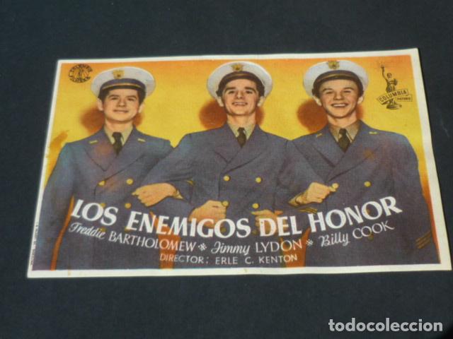 Cine: LOS ENEMIGOS DEL HONOR PROGRAMA DE MANO SIN PUBLICIDAD