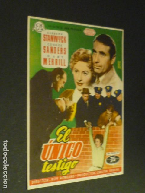 Folhetos de m&atilde;o de filmes antigos de cinema: EL &Uacute;NICO TESTIGO PROGRAMA DE MANO SIN PUBLICIDAD