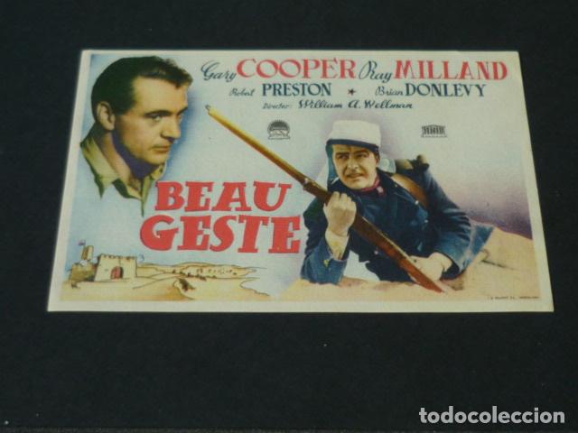 Cine: BEAU GESTE PROGRAMA DE MANO SIN PUBLICIDAD