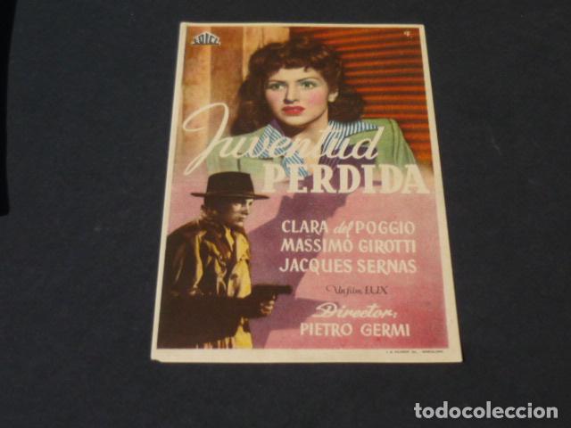 Cine: JUVENTUD PERDIDA PROGRAMA DE MANO SIN PUBLICIDAD