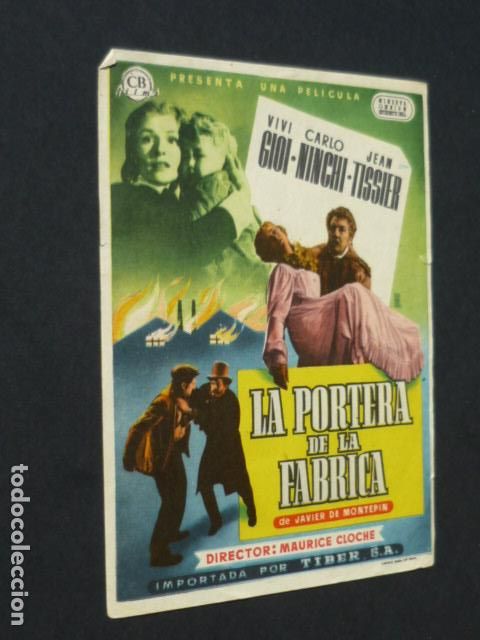 Folhetos de m&atilde;o de filmes antigos de cinema: LA PORTERA DE LA FABRICA PROGRAMA DE MANO SIN PUBLICIDAD