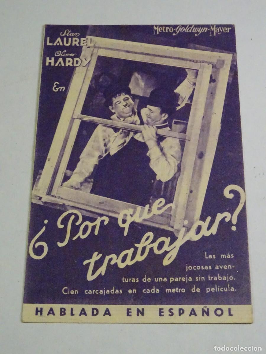Cine: PROGRAMA DE CINE - &iquest;POR QUE TRABAJAR ? STAN LAUREL - OLIVER HARDY - Foto 1