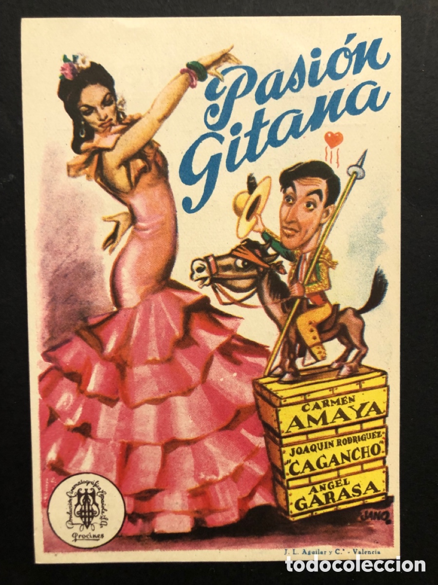 Cine: Programa pasi&oacute;n gitana carmen Amaya con publicidad cine front&oacute;n A5