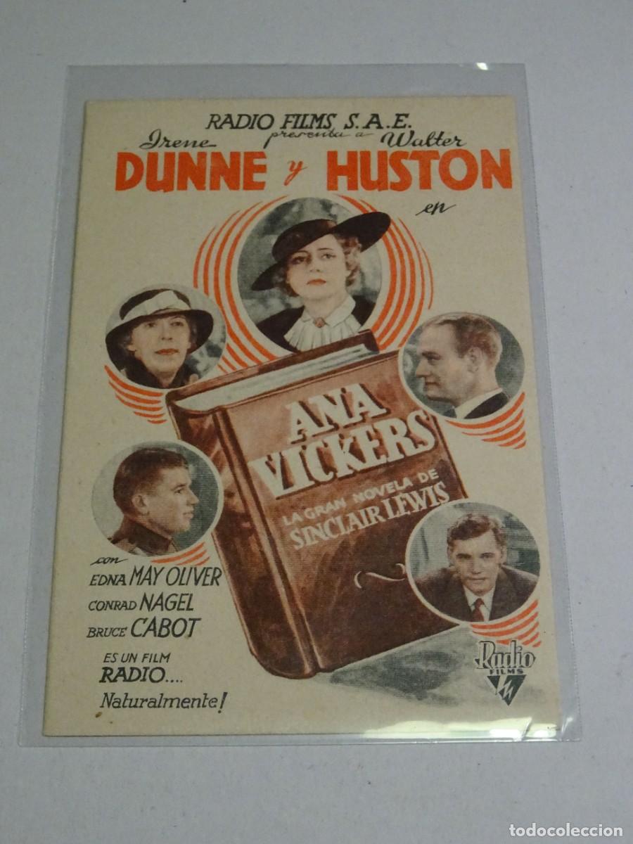 Cine: PROGRAMA DE CINE - ANA VICKERS - IRENE DUNNE Y WALTER HUSTON - Foto 1