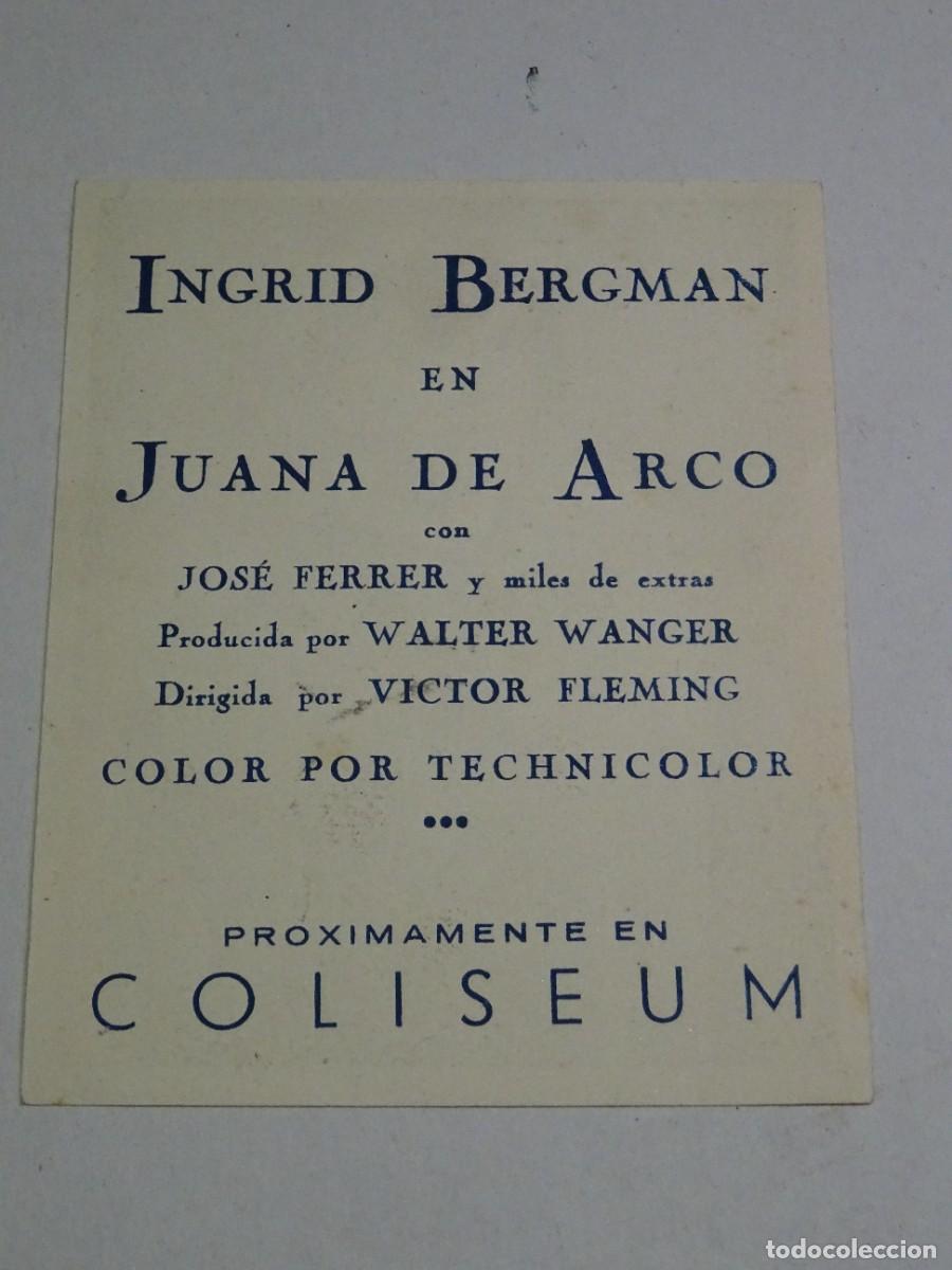 Cine: PROGRAMA DE CINE - INGRID BERGMAN EN JUANA DE ARCA - COLISEUM - Foto 2
