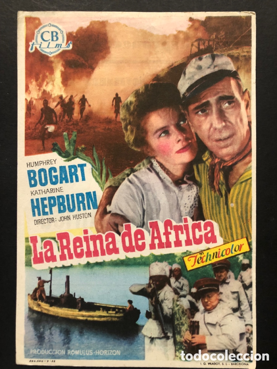 Cine: Programa la reina de africa humphrey Bogart con publicidad cine espronceda Almendralejo A4