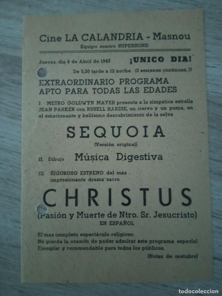  Flyers Publicitaires de films Anciens: CHRISTUS, PASI&Oacute;N Y MUERTE DE NTRO. SR. JESUCRISTO, CINE LA CALANDRIA, MASNOU