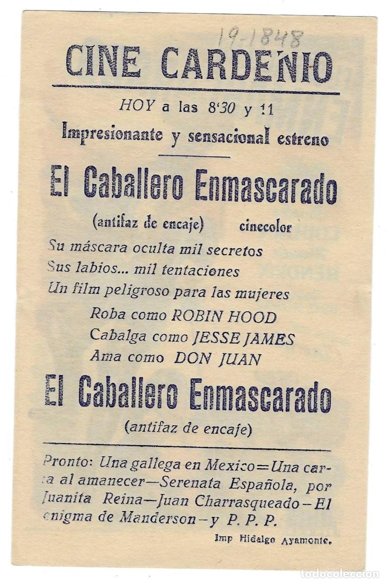 Cine: Programa Cine. El Caballero Enmascarado. 19-1848 - Foto 2