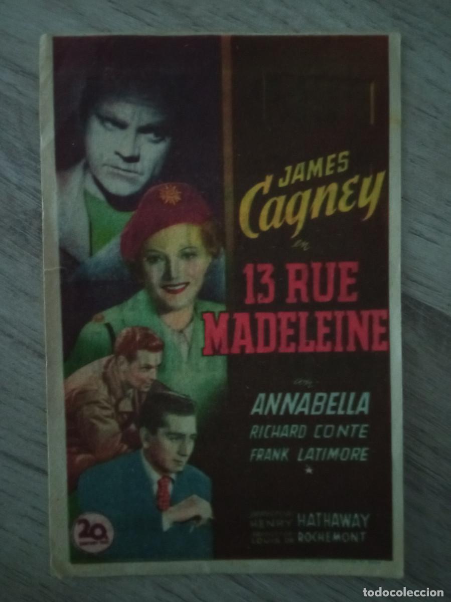  Flyers Publicitaires de films Anciens: 13 RUE MADELEINE, JAMES CAGNEY, CINE MISTRAL, BARCELONA