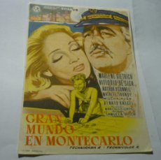 Cine: PROGRAMA GRAN MUNDO DE MONTECARLO .- MARLENE DIETRICH PUBLICIDAD