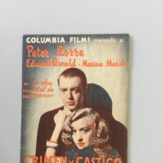 Cine: CRIMEN Y CASTIGO // PETER LORRE // PARQUE DEL CASINO // 1936