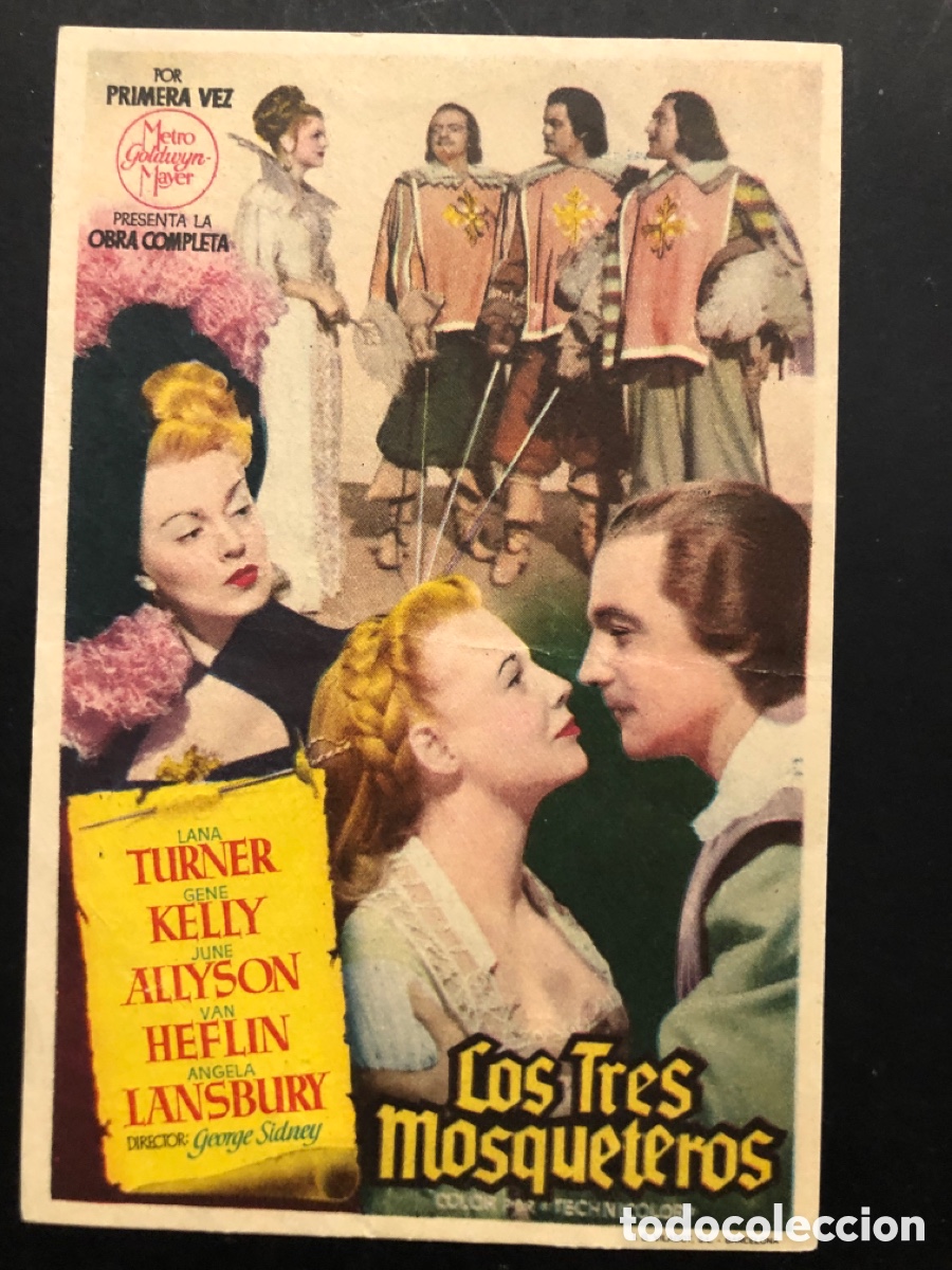 Cine: Programa los tres mosqueteros lana turner con publicidad cine metropol A6