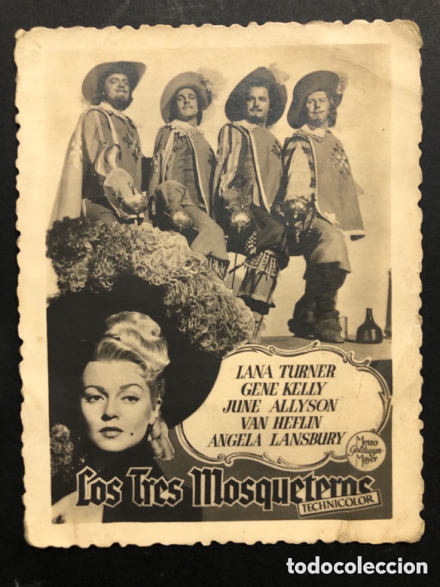 Cine: Programa tarjeta los tres mosqueteros lana turner con publicidad cine coliseo albia bilbao A6