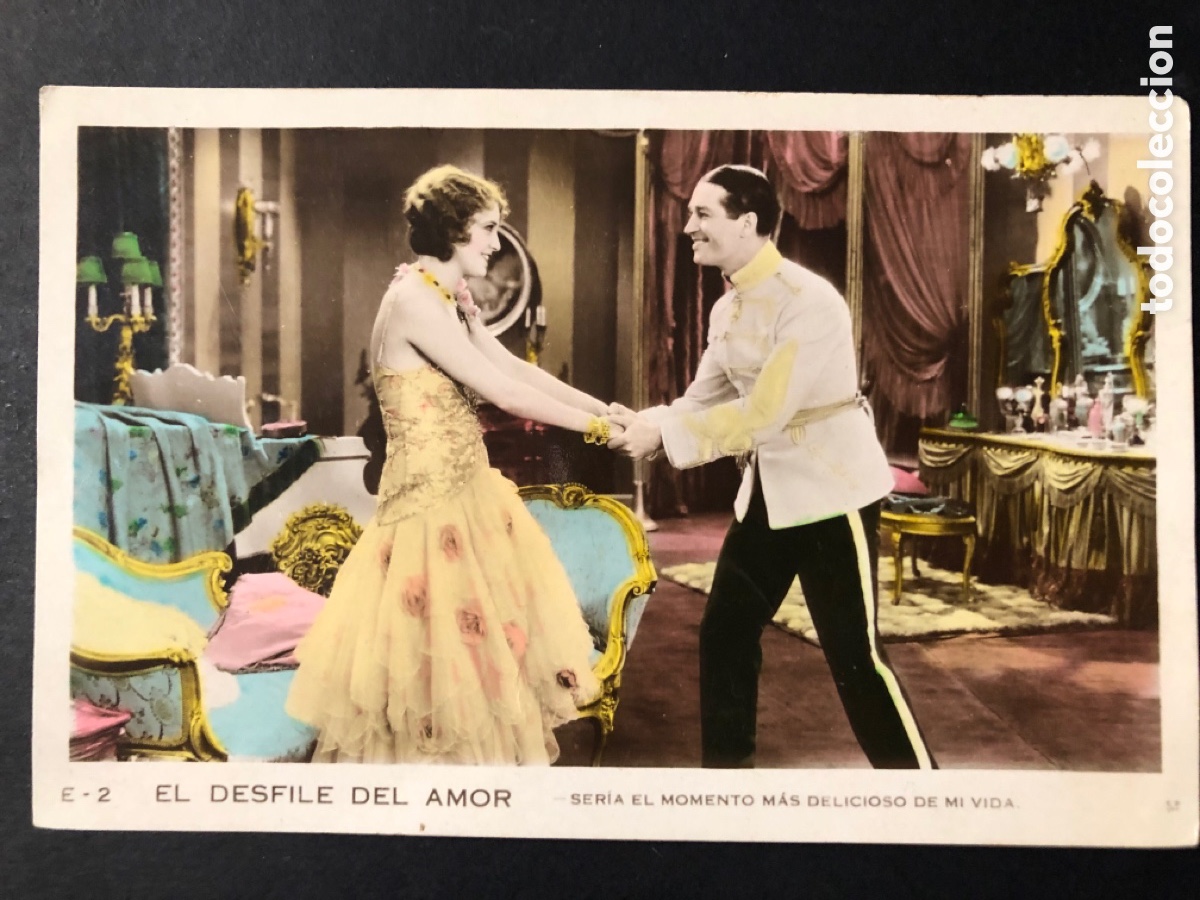  Foglietti di film di film antichi di cinema: Tarjeta 2 el desfile del amor maurice chevalier publicidad paqueter&iacute;a la valensianeta valencia A6