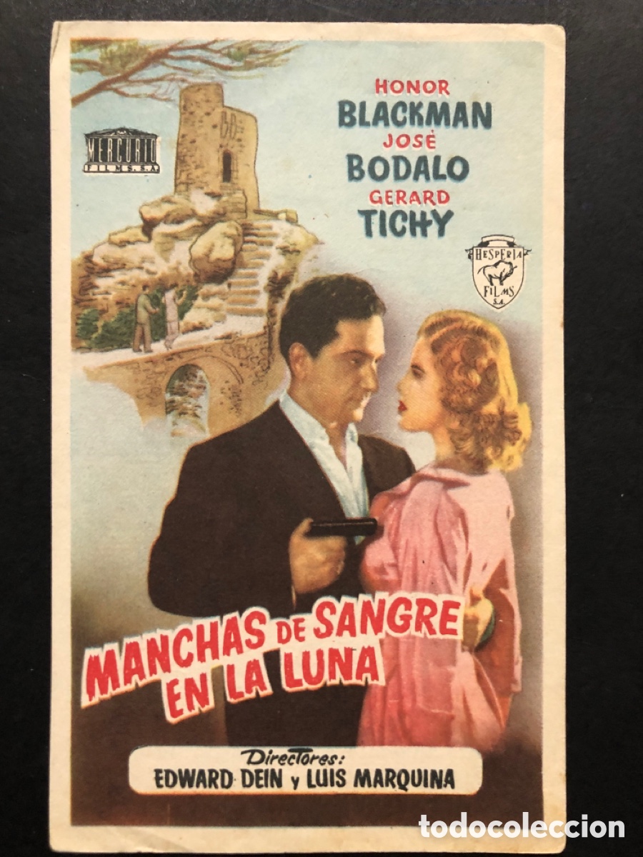  Foglietti di film di film antichi di cinema: Programa manchas de sangre en la luna jose bodalo con publicidad cine Echegaray malaga A6