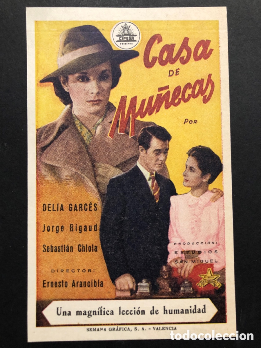  Foglietti di film di film antichi di cinema: Programa casa de mu&ntilde;ecas Delia Garc&eacute;s jorge rigaud con publicidad coliseo equitativa A6